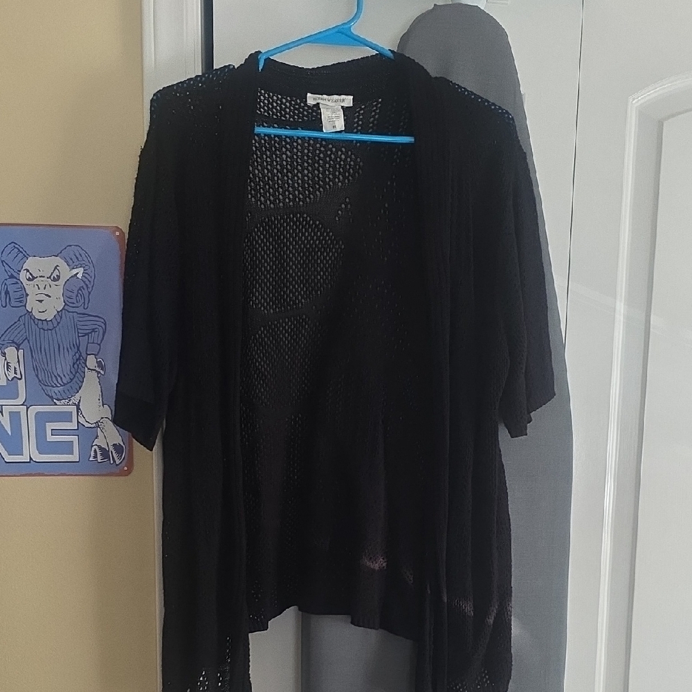Ellen Weaver Black Open Knit Cardigan
